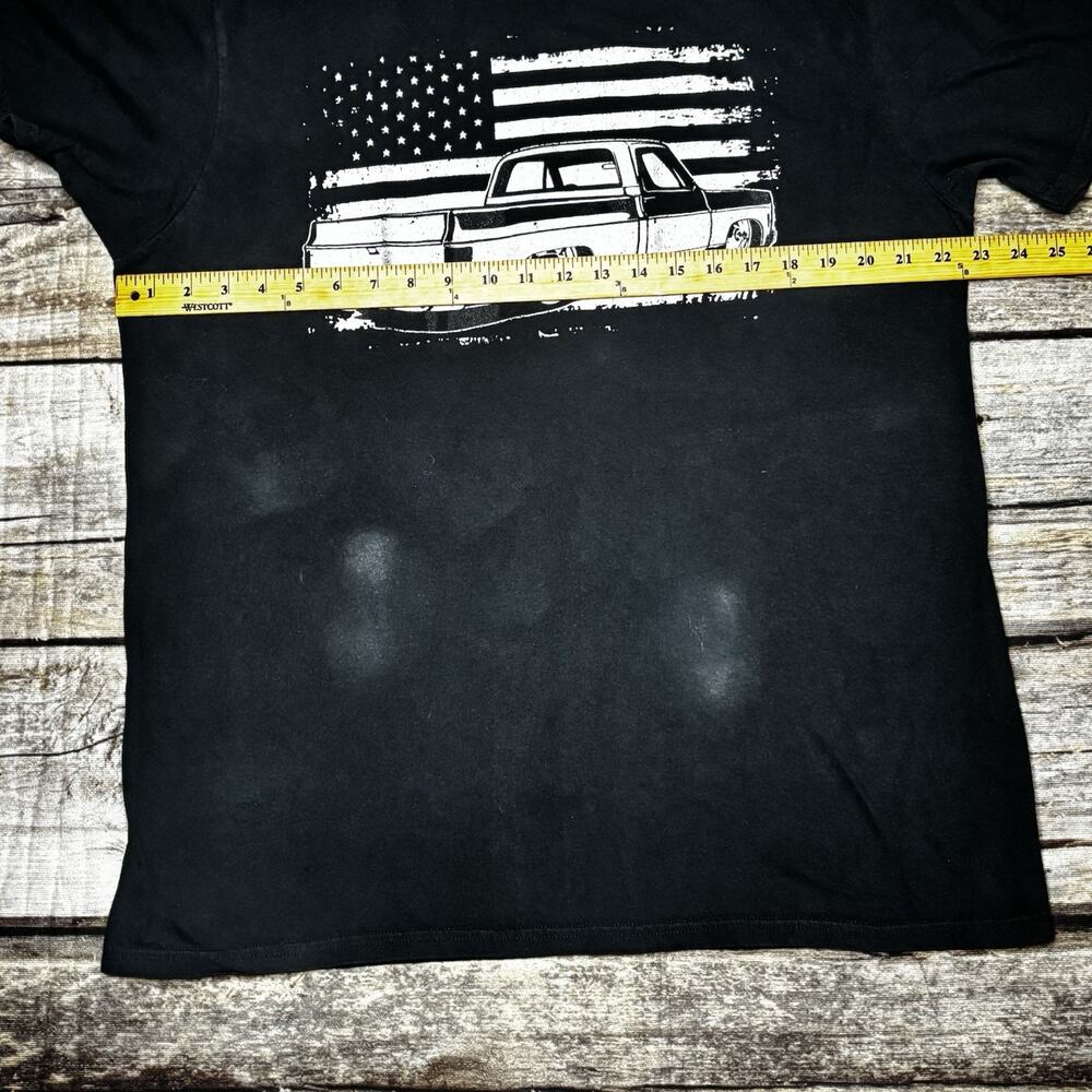 Chevy C10 Nation American Flag Slammed Truck T Shirt Mens Size XL Black - Picture 4 of 6
